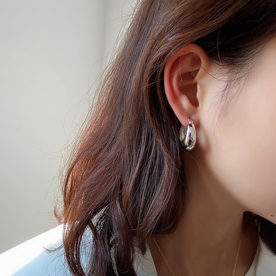 Orecchini a forma di goccia geometrica in argento sterling 925 con placcatura, stile dolce, minimalista e fresco