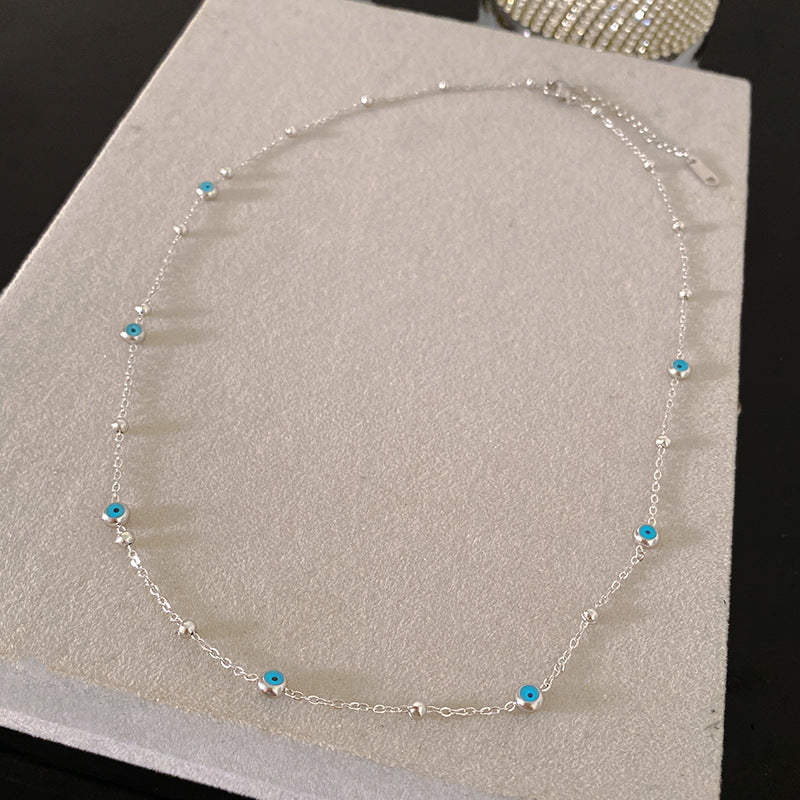 Gold Plated Titanium Steel Geometric Evil Eye Necklace for Unisex