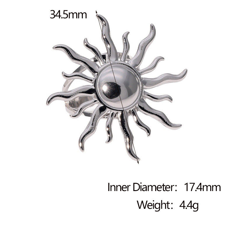 Minimalist Geometric Sunflower Ring in Stainless Steel with Plating Finish for Women
