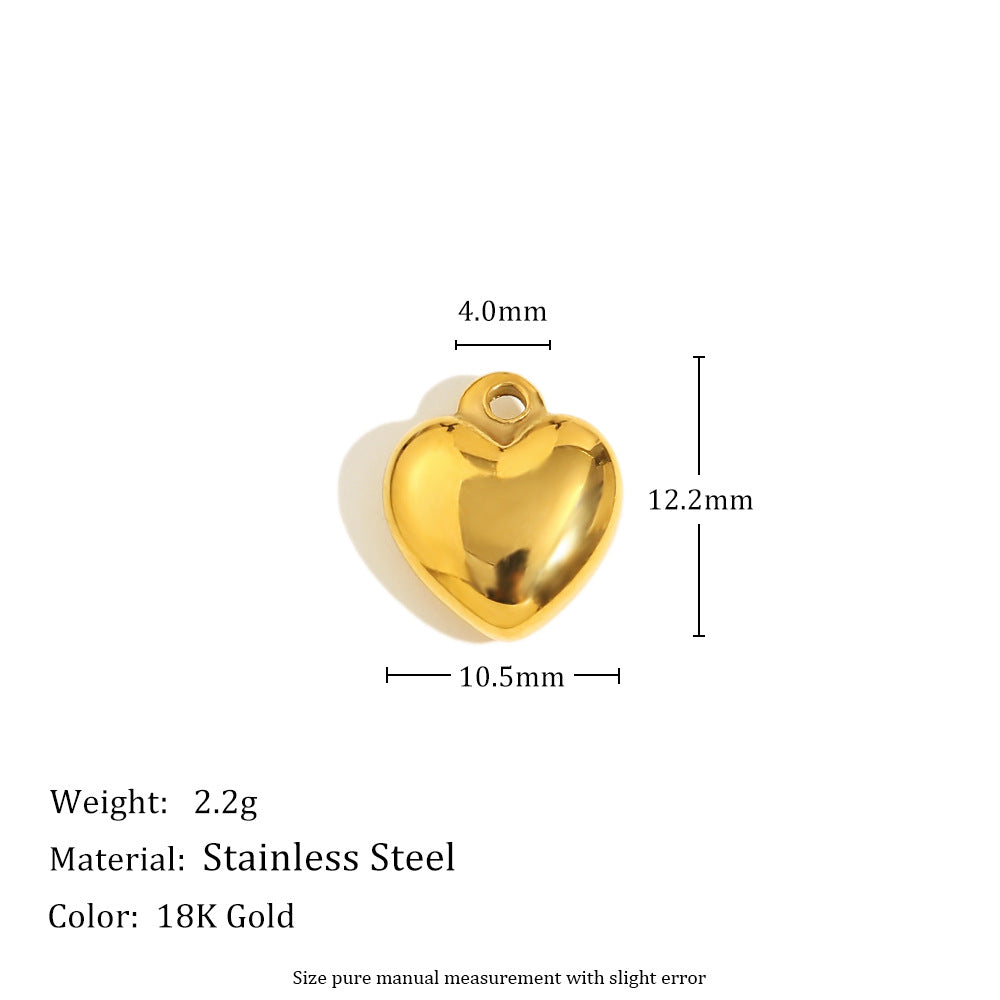 18K Gold Plated Stainless Steel Heart Pendant with Floral Rhinestone Charm Bar for Women
