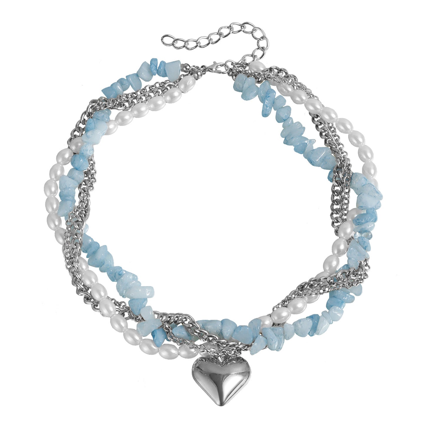 Fashion Exaggerated Multi-Layer Heart Geometric Alloy Plated Necklace for Women