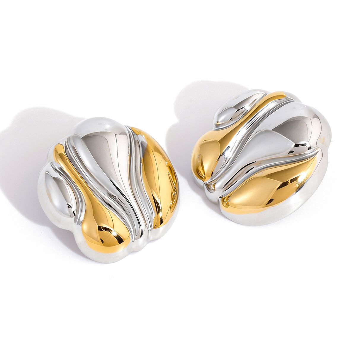 Orecchini a polsino geometrici in acciaio inossidabile con placcatura in oro PVD per donne, orecchini autunno/inverno alla moda e sofisticati