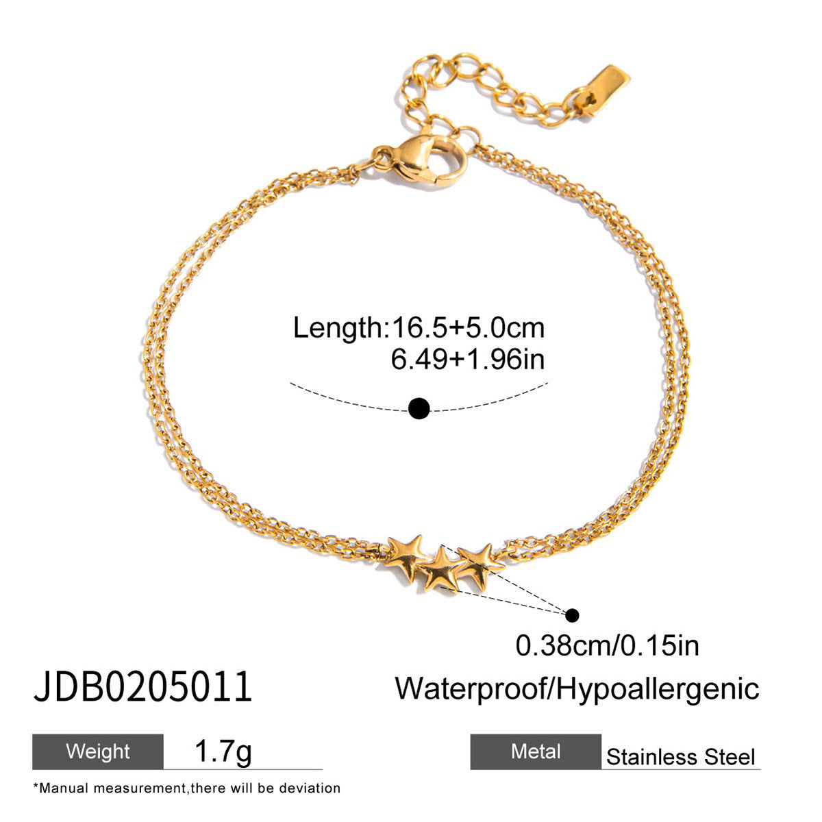Pulsera de acero inoxidable con baño de oro de 18 quilates de diseño geométrico minimalista de lujo para mujer