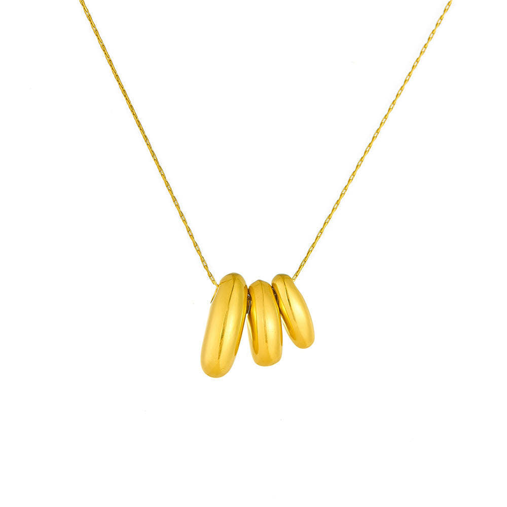 Minimalist Geometric Pendant Necklace in Stainless Steel with Gold Plating on Box Chain for Women