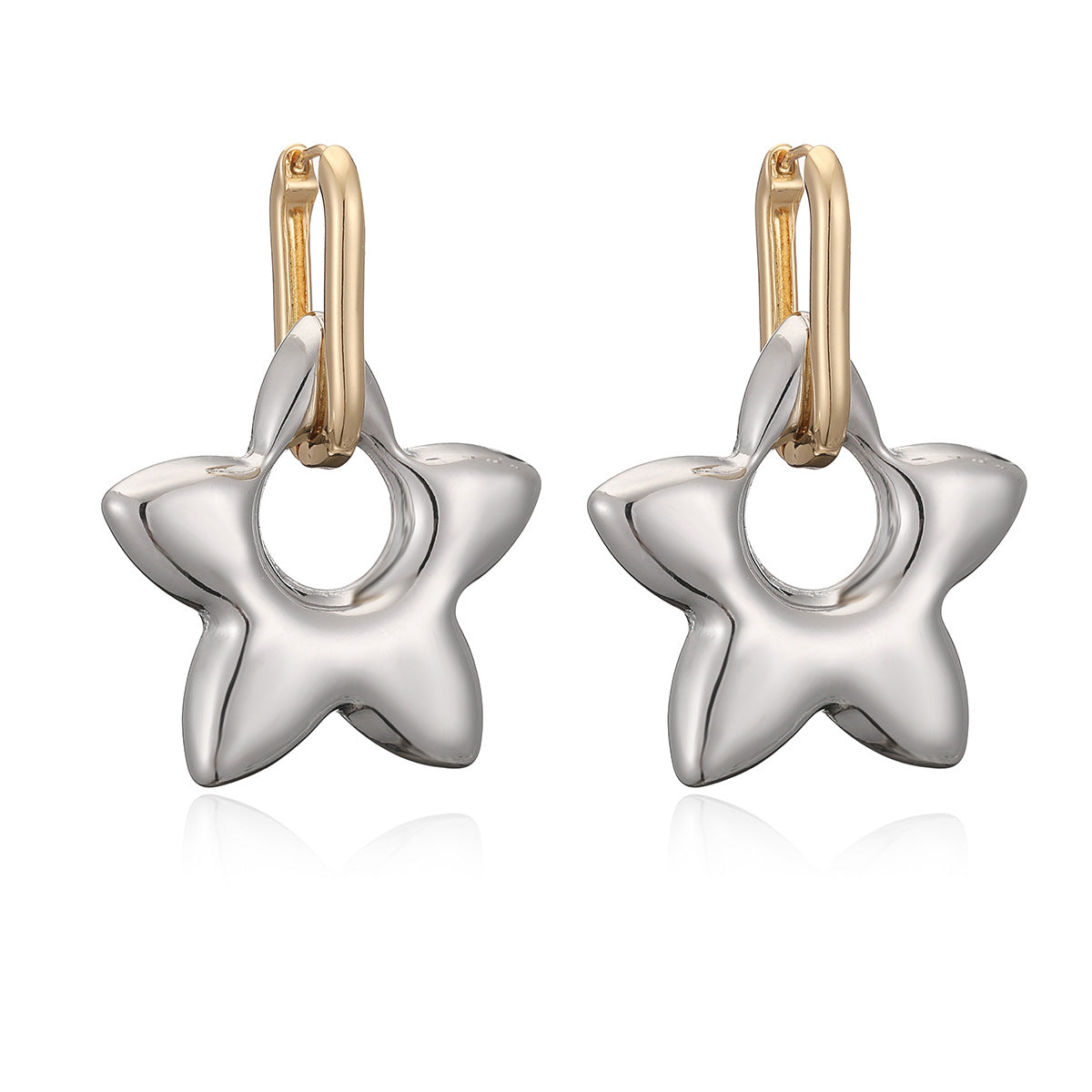 Minimalist Gold Plated Brass Star Earrings for Women
