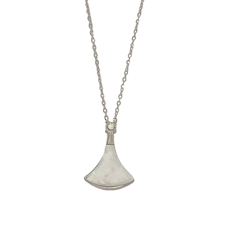 Elegant Minimalist Geometric Gold Plated Titanium Steel Shell Inlay Dress Necklace for Unisex