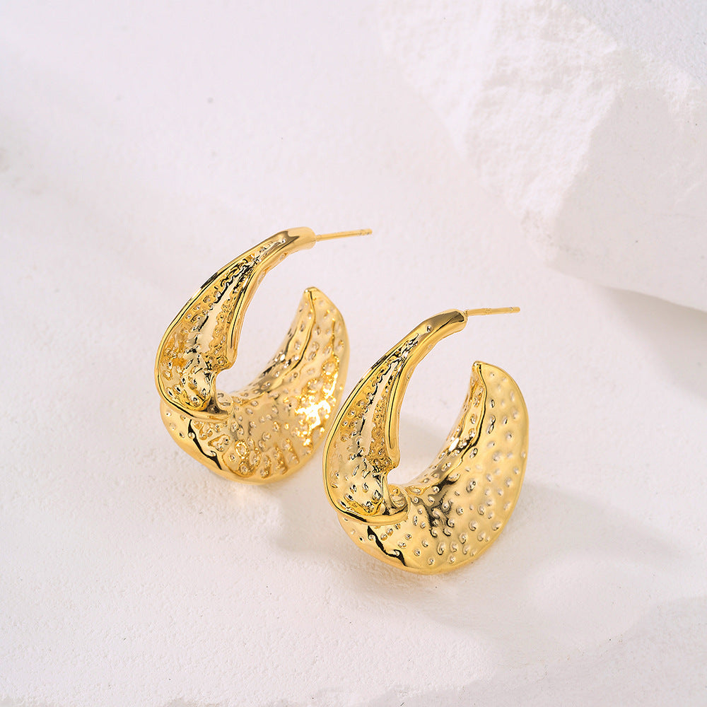 Minimalist Geometric Copper Earrings with 18K Gold Plating for Women Featuring Clean Line Design