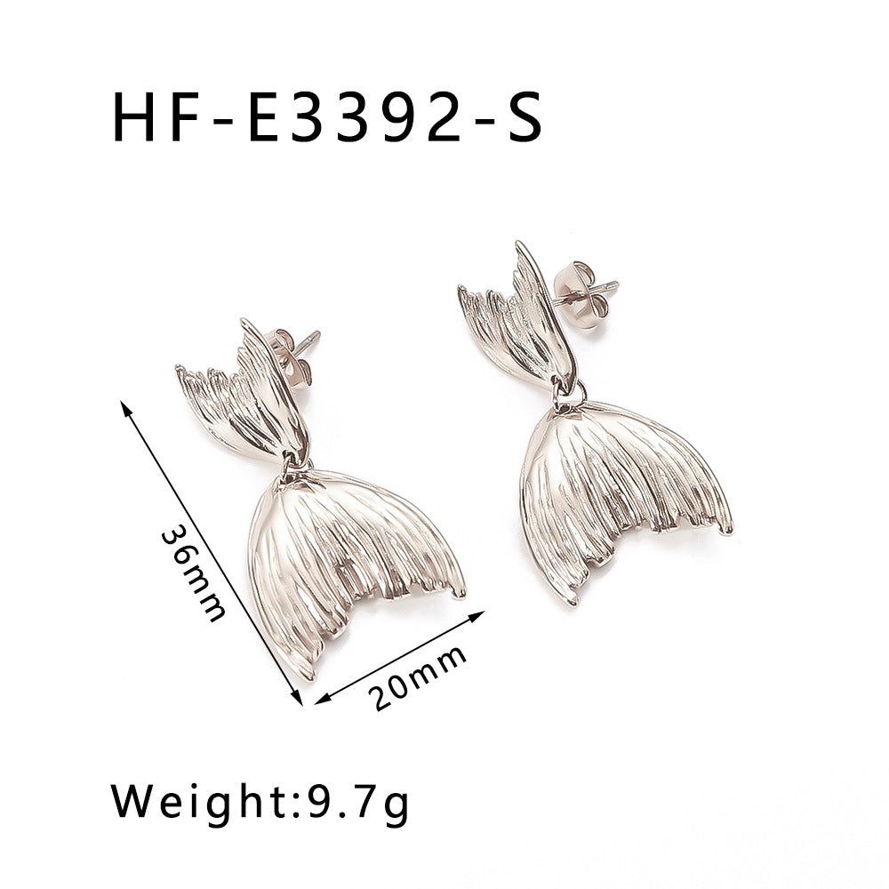 Minimalist Stainless Steel Plated Fish Tail Earrings for Women with Geometric Shape and Elegant Vintage-Inspired Design