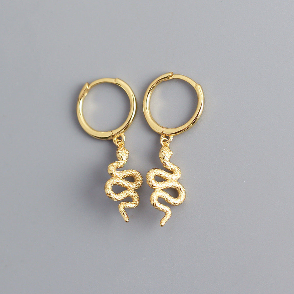 Orecchini da donna in argento sterling con frange a serpente, stile lussuoso e tagliente, placcati, in argento S925