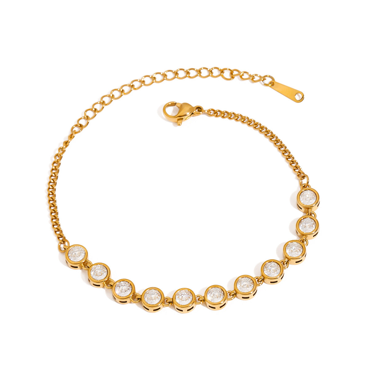 Elegant Geometric Stainless Steel Plated Bracelet with Cubic Zirconia for Women