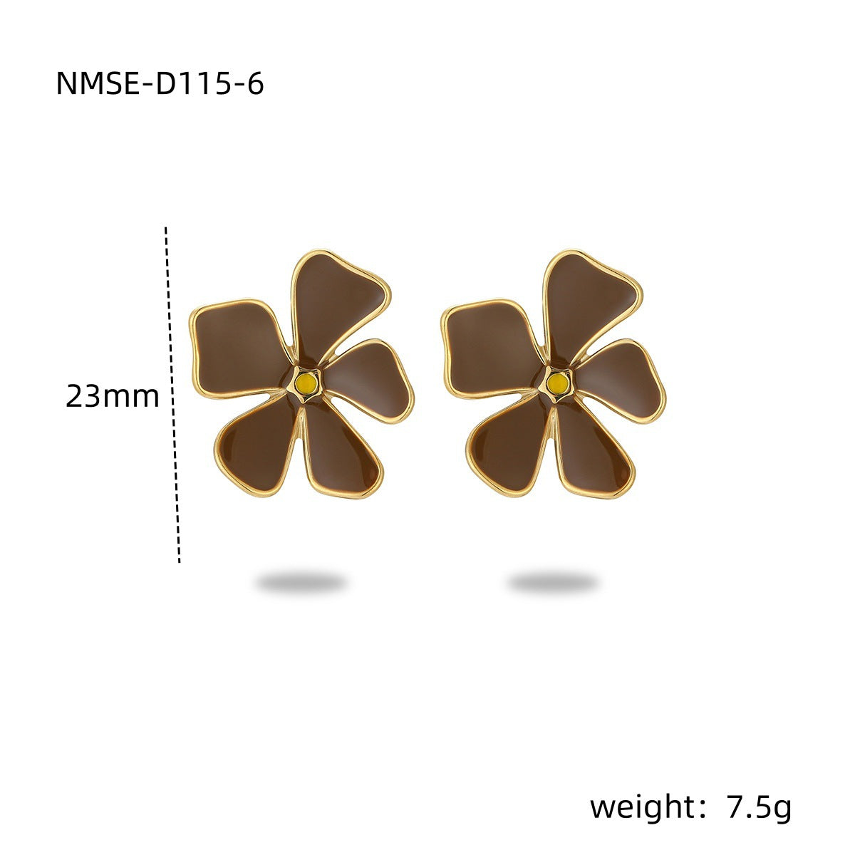 Pendientes de botón de esmalte de acero inoxidable con diseño floral dulce y minimalista para mujer