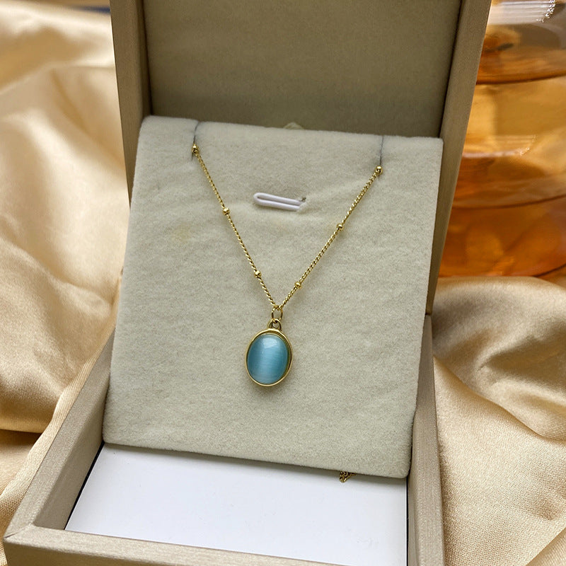 Elegante Collar de Acero de Titanio en Forma de Gota de Agua para Mujer con Cadena de Serpiente, Joyería Minimalista de Verano Estilo Guardapelo