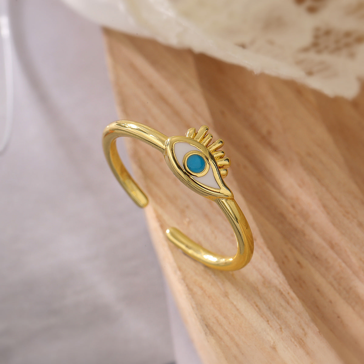 Minimalist Irregular Geometric Copper Ring with 18K Gold Plating and Zircon Inlay for Women