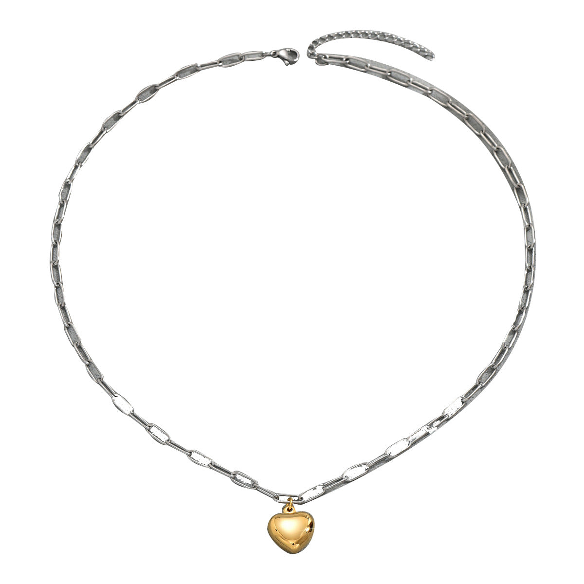 Collana pendente a cuore geometrico da donna in rame con finitura galvanizzata, gioielli alla moda e minimalisti