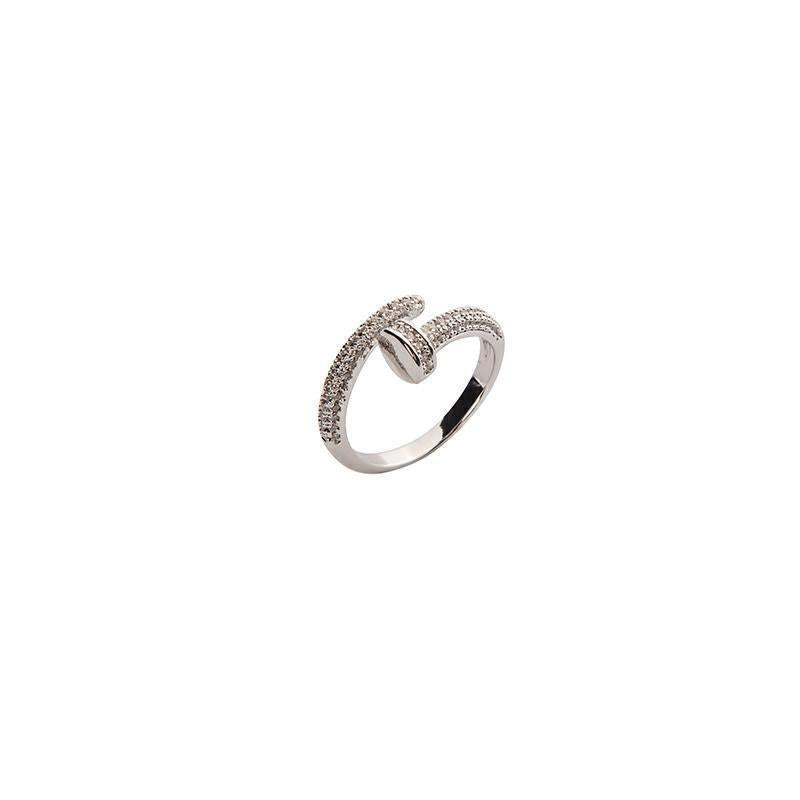 Anello Minimalista a Forma di Lettera in Lega di Rame con Placcatura in Rodio per Donne e Uomini