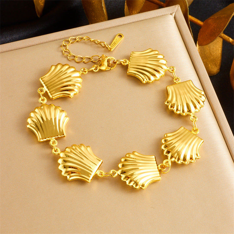 Personalized Gold Plated Stainless Steel Shell Jewelry Set for Women