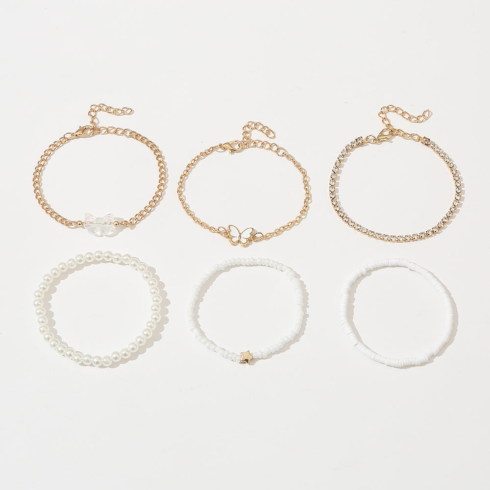 Juego de pulseras de resina con forma de mariposa estilo dibujo animado para niños, accesorio de moda dulce y minimalista para edades de 3 a 10 años