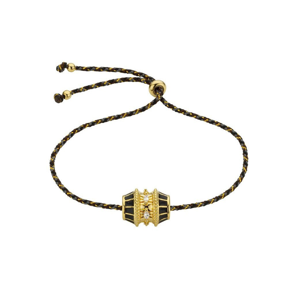 Bracciale con ciondolo Tarocchi Vintage da donna con strass e dettagli smaltati su pendente geometrico, bracciale con cordino regolabile