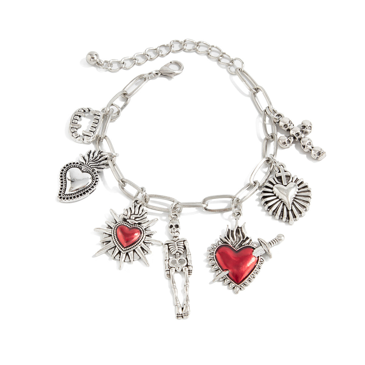 Sweet Punk Drip Oil Plated Alloy Heart Cross Pendant Necklace for Women