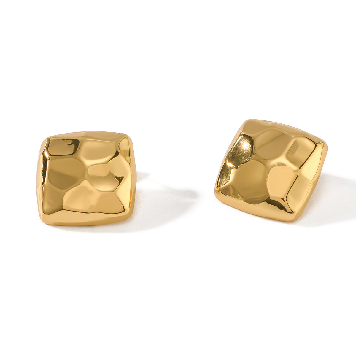 Minimalist Geometric Stainless Steel Earrings with Vacuum Plated 18K Gold Finish Asymmetrical Design for Women