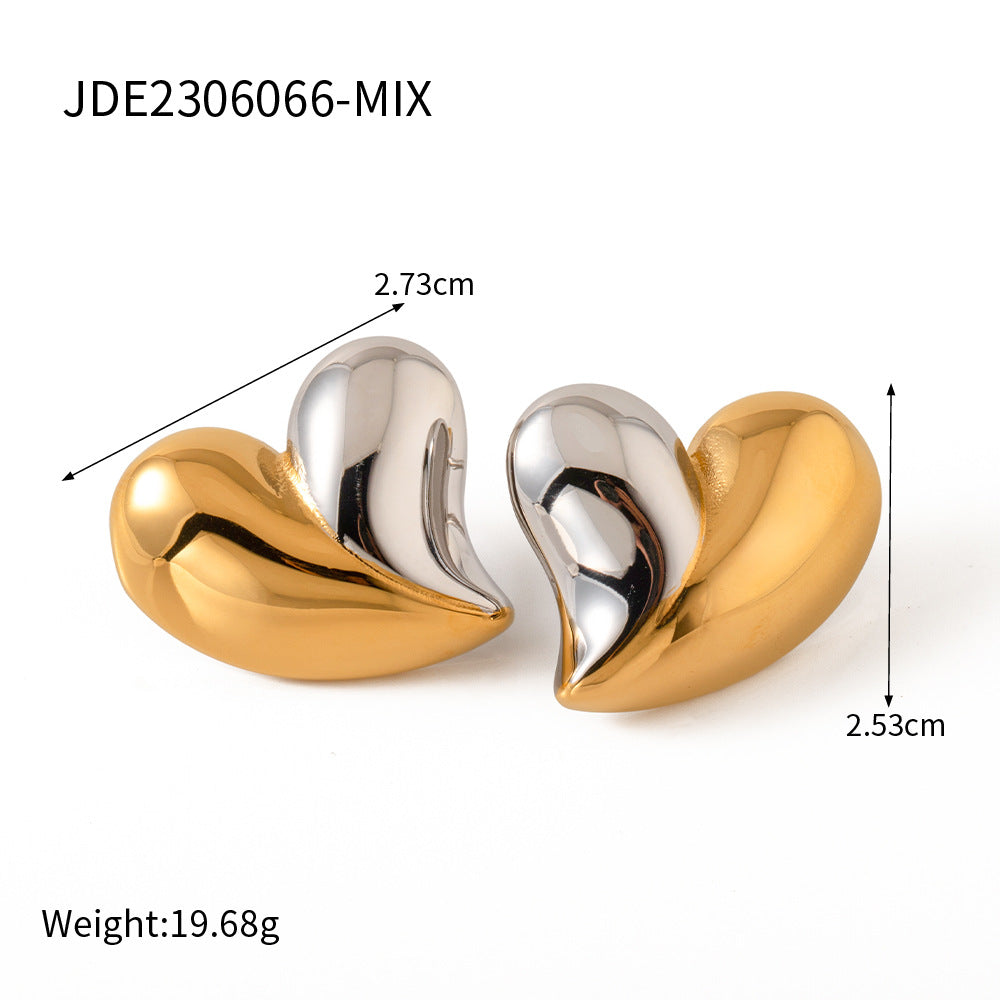 Plated Stainless Steel Heart Earrings for Women