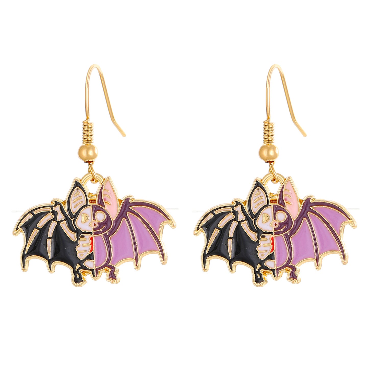 Halloween Cartoon Animal Earrings for Women Zinc Alloy Electroplated Fashion Ear Hooks with Rabbit Bat and Cat Designs
