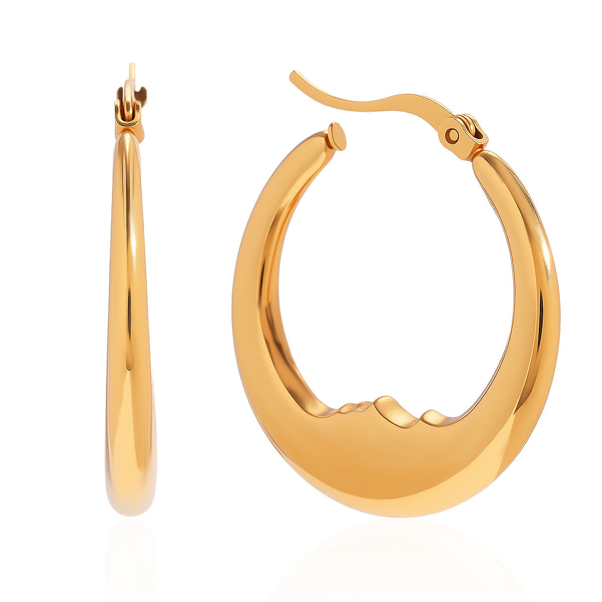 Elegant Minimalist Moon Stainless Steel Plated Earrings for Women