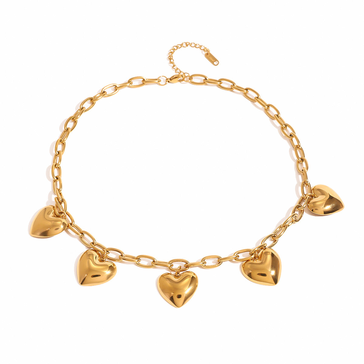 Collar minimalista con colgante de corazón de acero inoxidable con acabado chapado para mujer