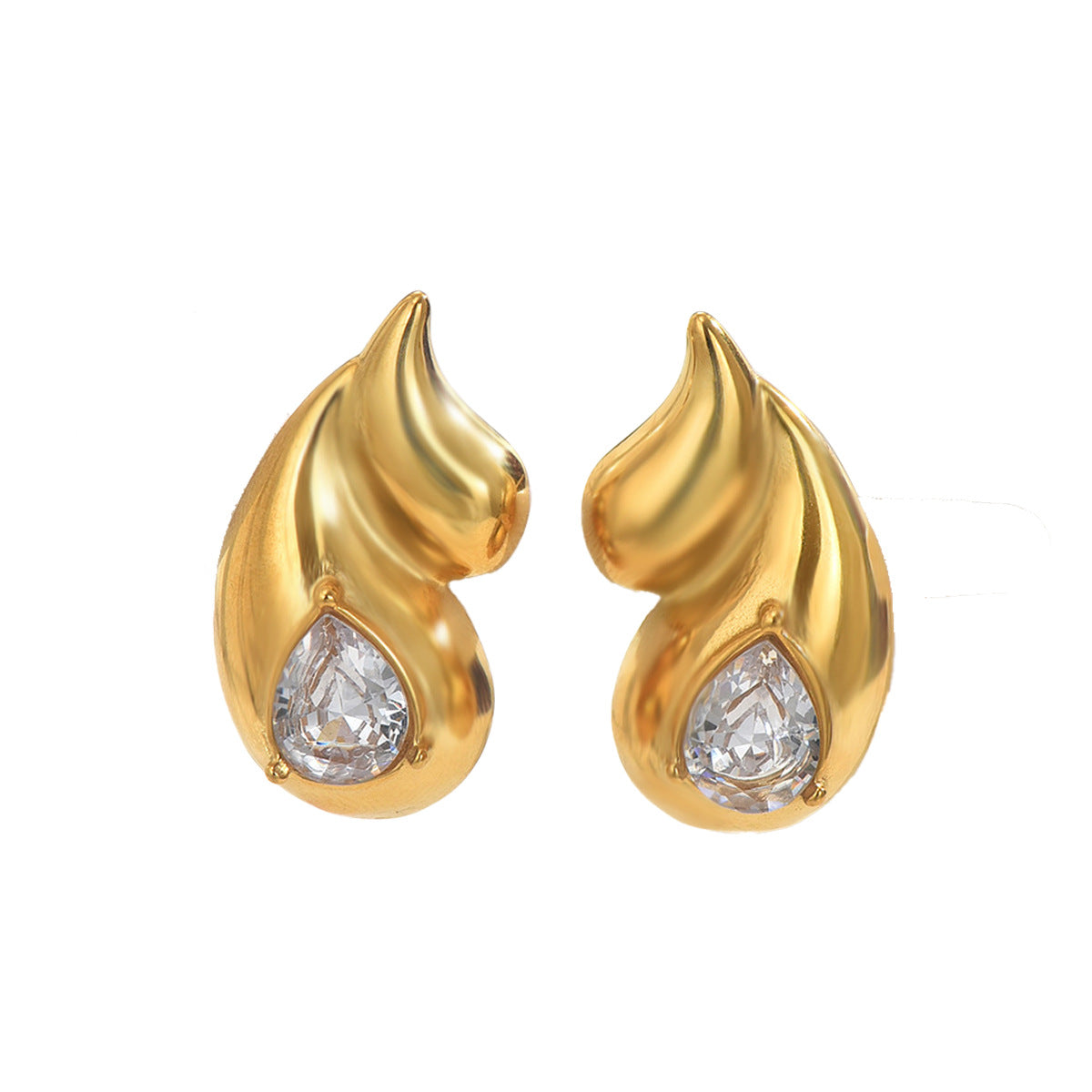Pendientes geométricos minimalistas para mujer con incrustaciones de circonita en metal cobre, a la moda, para uso diario, tipo botón