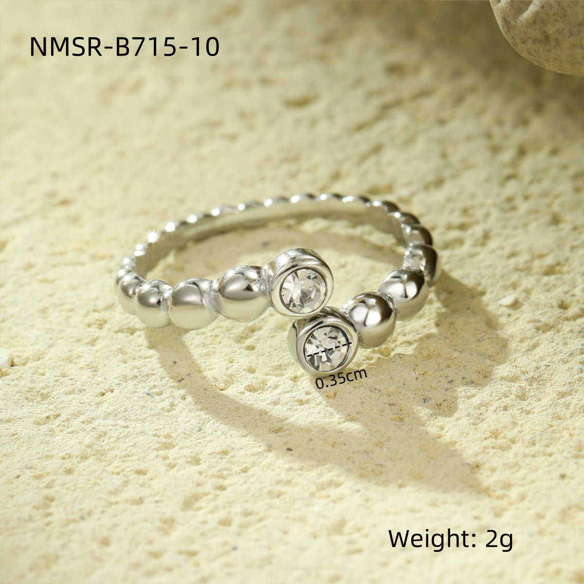 Anillo Abierto Lujoso Minimalista de Acero de Titanio con Incrustaciones de Circonita Cuadrada y Diseño de Corazón para Mujer
