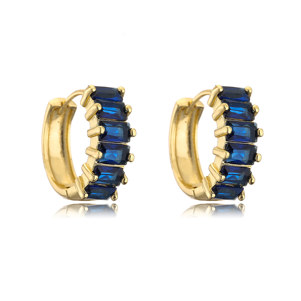 Minimalist Geometric Copper Hoop Earrings with 18K Gold Plating and Micro-Paved Cubic Zirconia for Women