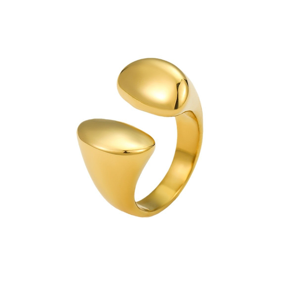 Anillo de Acero Inoxidable de Titanio Geométrico de Moda con Acabado Brillante Electrochapado para Mujer