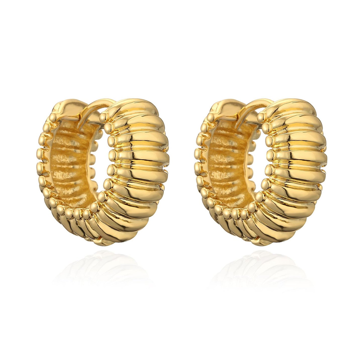 Orecchini a Cerchio Geometrici da Donna Ispirati al Vintage in Ottone con Placcatura in Oro 18K