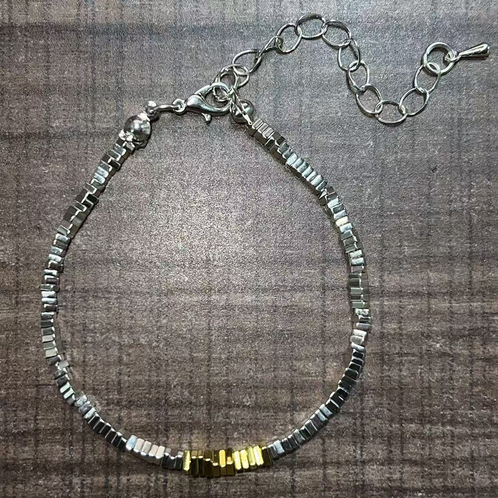 Minimalist Geometric Round Hematite Handmade Bracelet Unisex