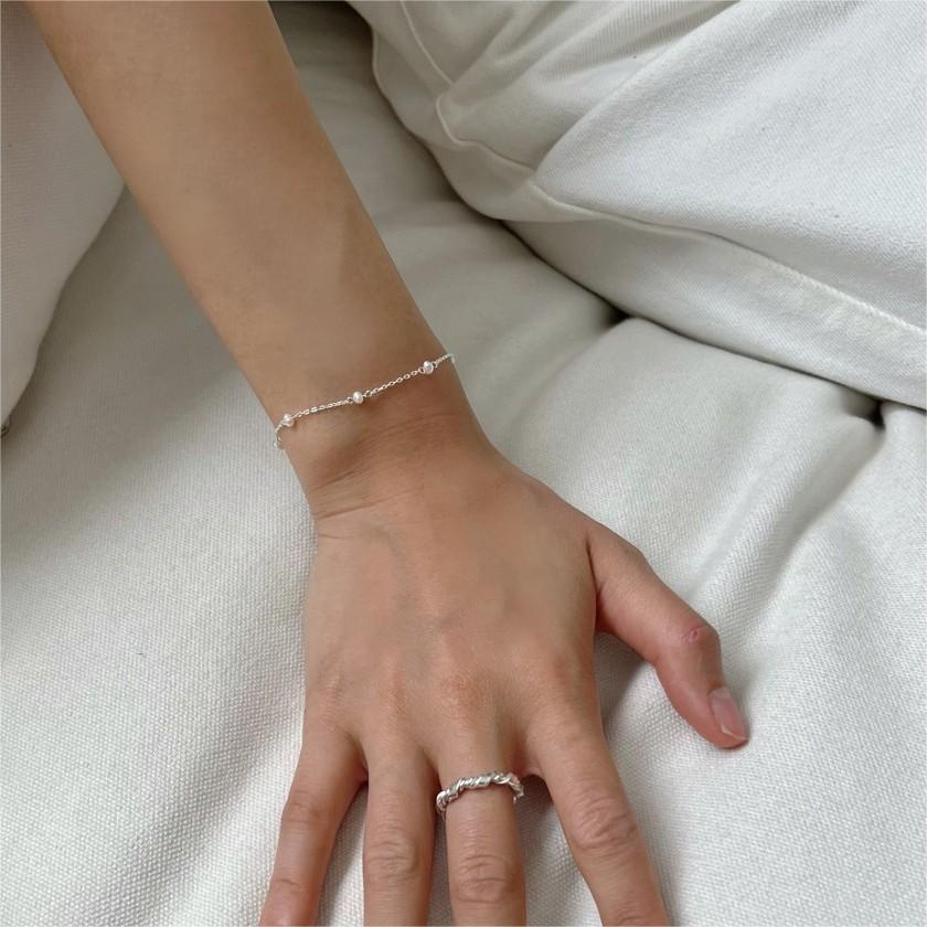 Minimalist 925 Sterling Silver Geometric Freshwater Pearl Bracelet