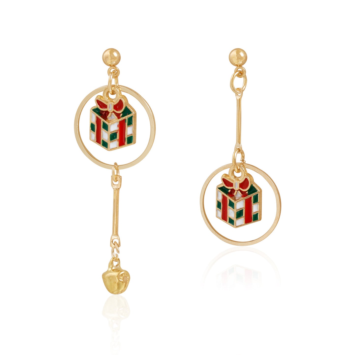 Pendientes colgantes vintage de campana de árbol de Navidad de aleación de zinc geométricos para mujer con acabado chapado