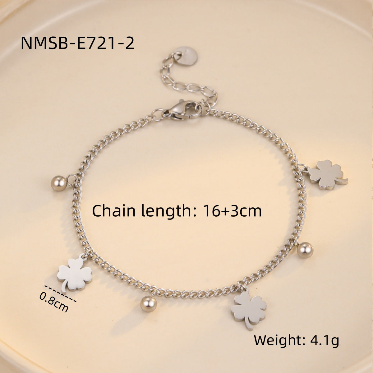 Fashionable OL Style Clover-Shaped Titanium Steel Bracelet with Plating Finish for Women
