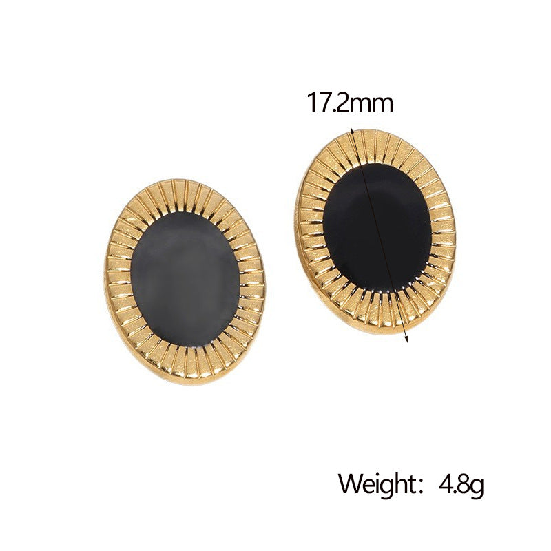 Vintage Lightweight 18K Gold Plated Geometric Stainless Steel Drop Oil Earrings for Women