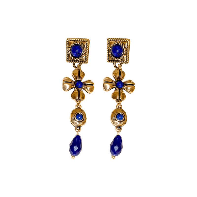 Vintage Floral Earrings with Alloy Construction and Handcrafted Details for Women