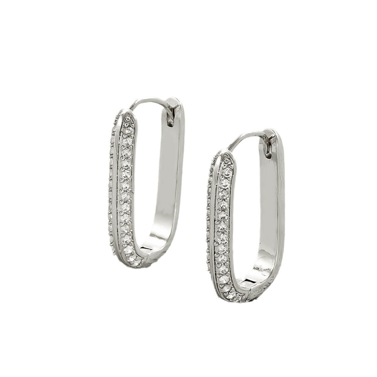 Pendientes de mujer minimalistas, de moda y adecuados para la oficina, geométricos y calados, con base de cobre e incrustaciones de circonita