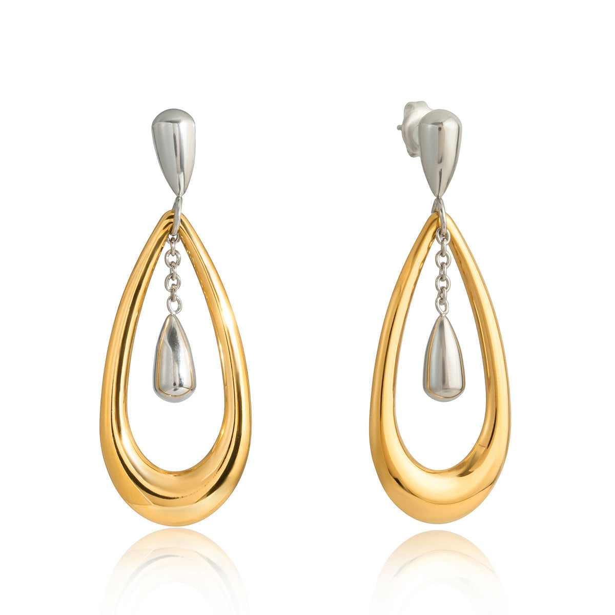 Pendientes Minimalistas Geométricos de Acero Inoxidable con Acabado Chapado para Mujer, Ligeros Hipoalergénicos con Broche