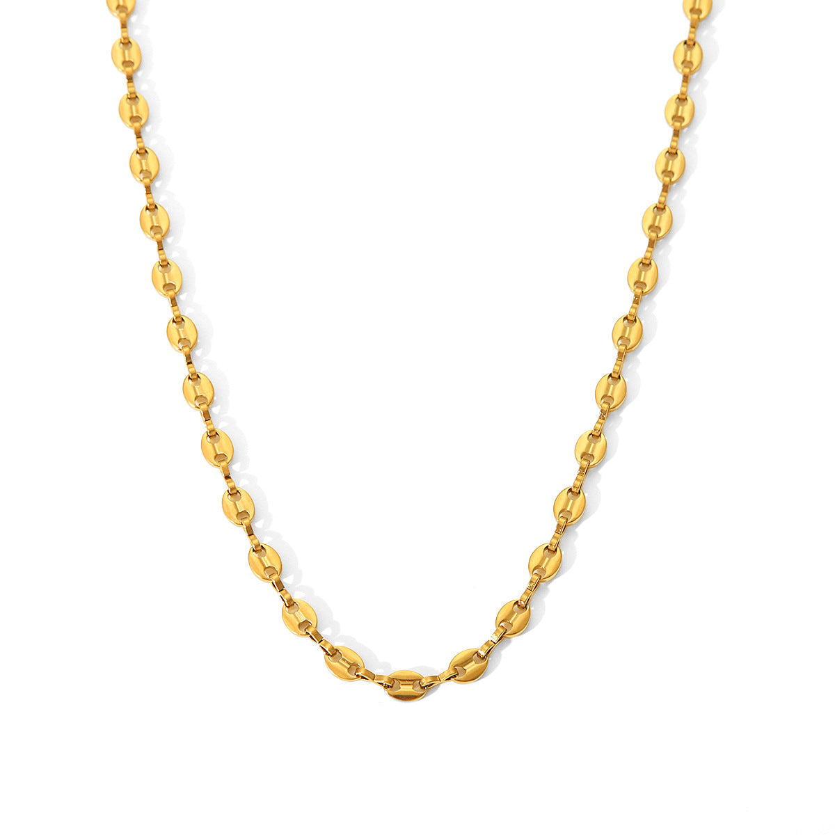 Ins Style 18K Gold Plated Geometric Pig Nose Chain Necklace for Women