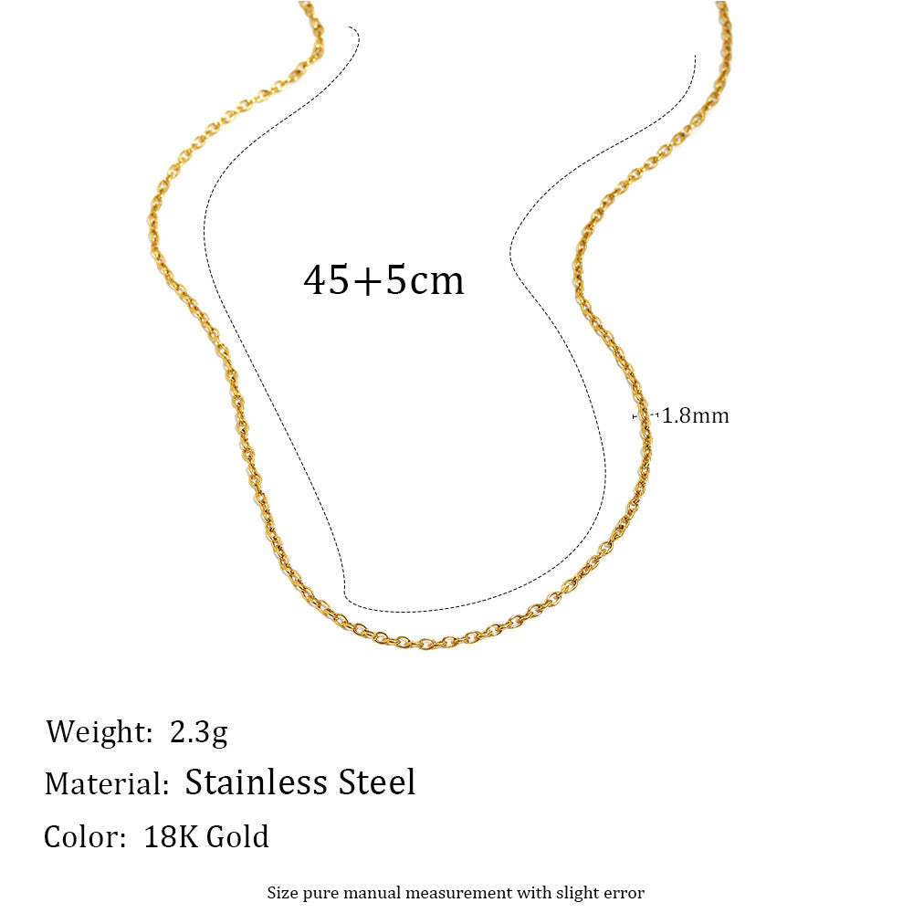 Minimalist Geometric Stainless Steel Plated 18K Gold O-Chain Necklace for Women