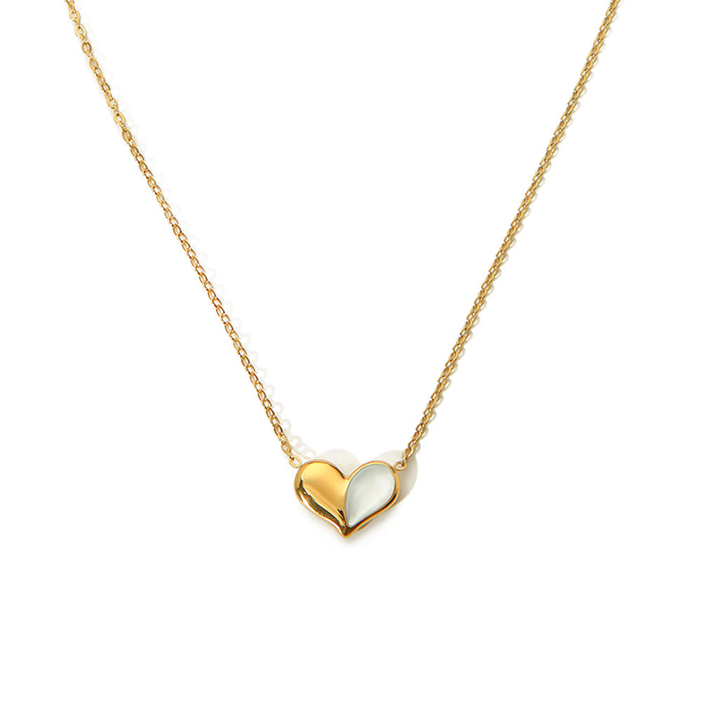 Minimalist Heart-Shaped Titanium Steel Pendant Necklace with Stainless Steel Chain and 18K Vacuum Plating for Women