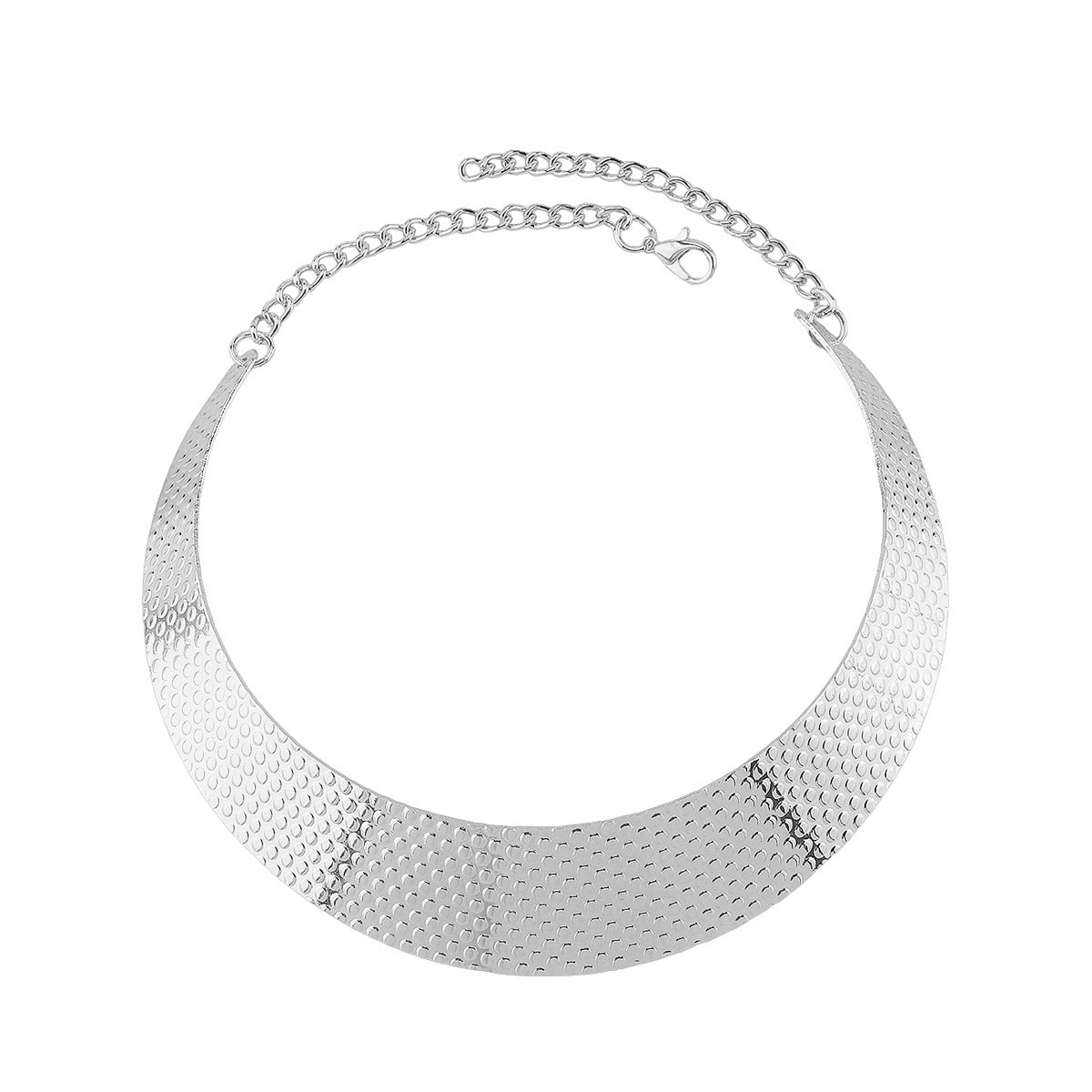 Gargantilla geométrica texturizada con forma de anillo estilo punk para mujer con acabado de hierro galvanizado