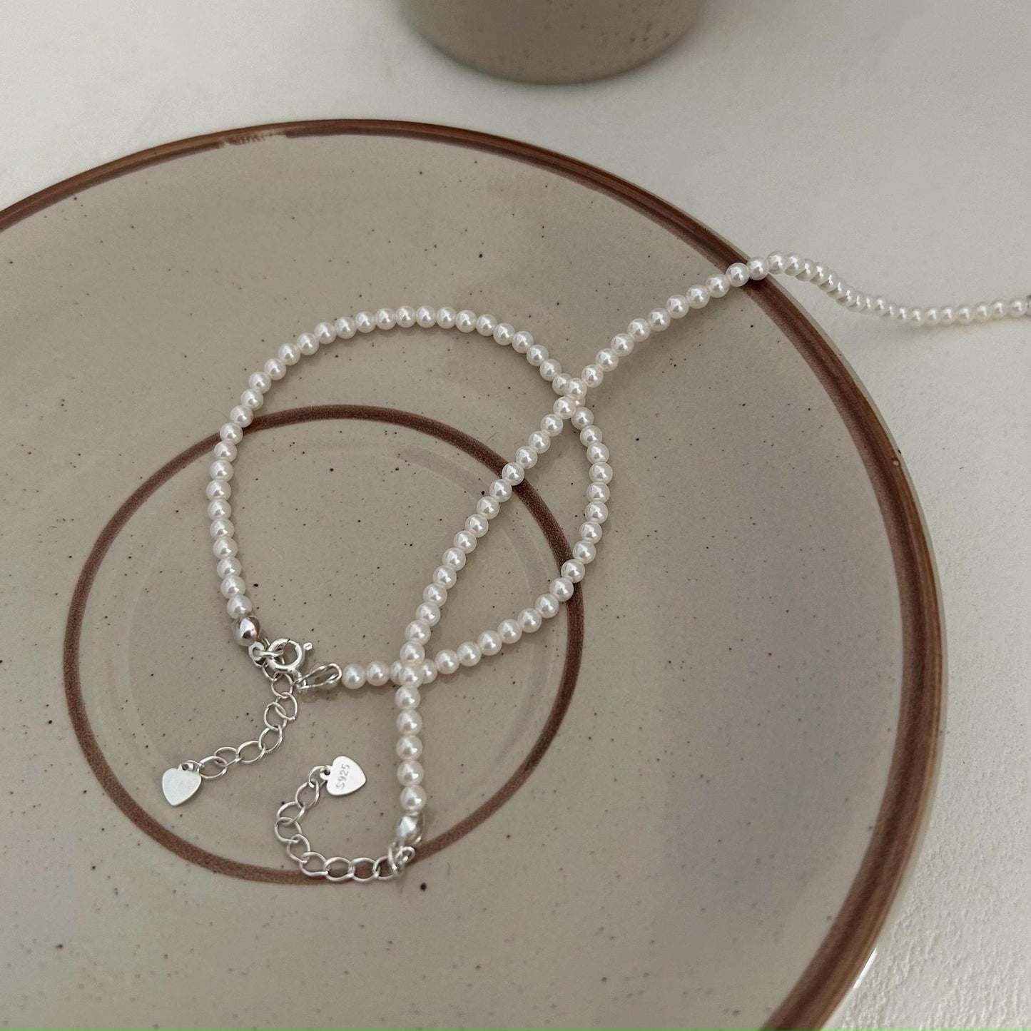 Minimalist Fresh Sweet S925 Sterling Silver Pearl Bracelet with Handmade Finish