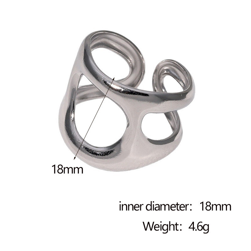 Anello Aperto Geometrico Minimalista da Donna in Acciaio Inossidabile Placcato Oro 18K