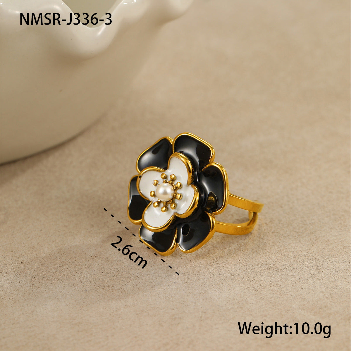 Collar de Acero Inoxidable con Baño de Oro de 18K con Flor de Esmalte en Forma de Camelia Estilo OL de Moda para Mujer