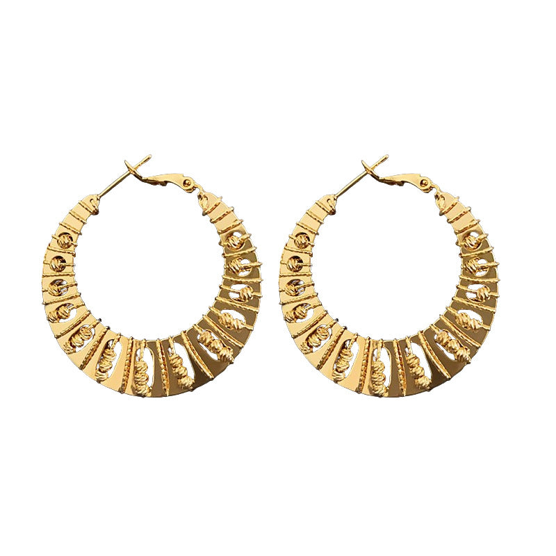 Pendientes de aro de cobre chapados en oro de estilo chic con forma geométrica para mujer, joyería de lujo ligera llamativa