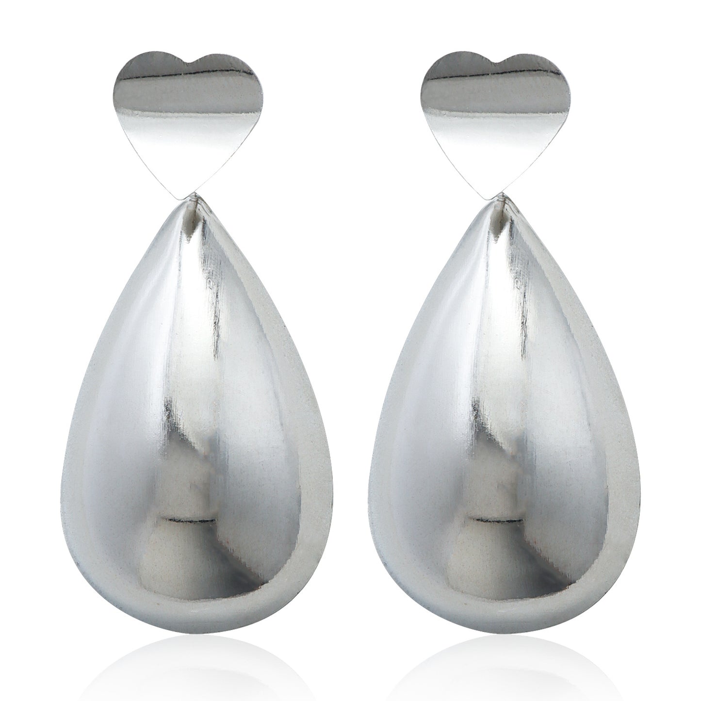 Minimalist Geometric Heart-Shaped Dripping Water Drop Metal Stud Earrings with Plating Finish for Women